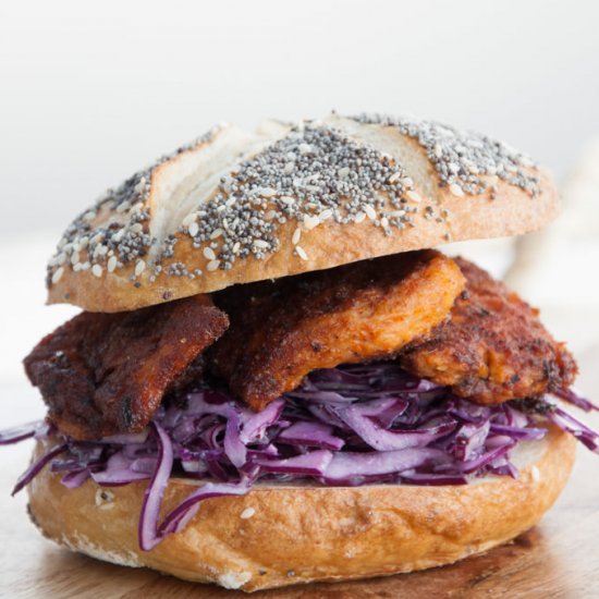 Vegan Chicken Garlic Slaw Burger