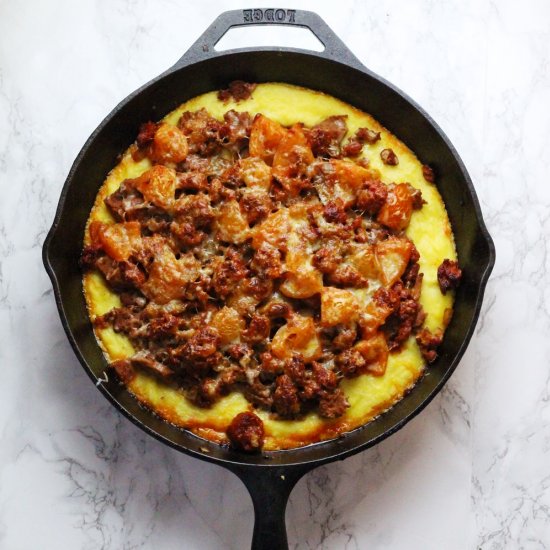 Cheesy Chorizo Polenta Skillet