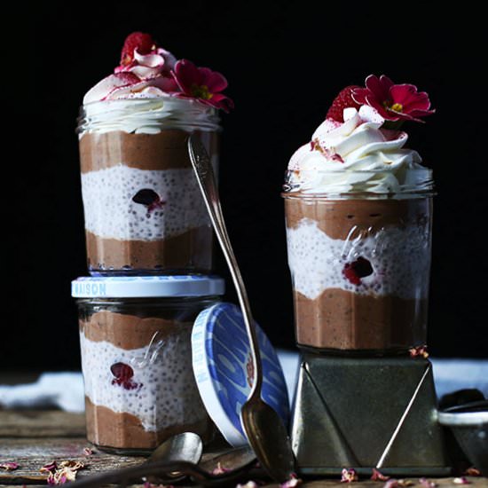 Raspberry Nutella Chia Pudding Parfait