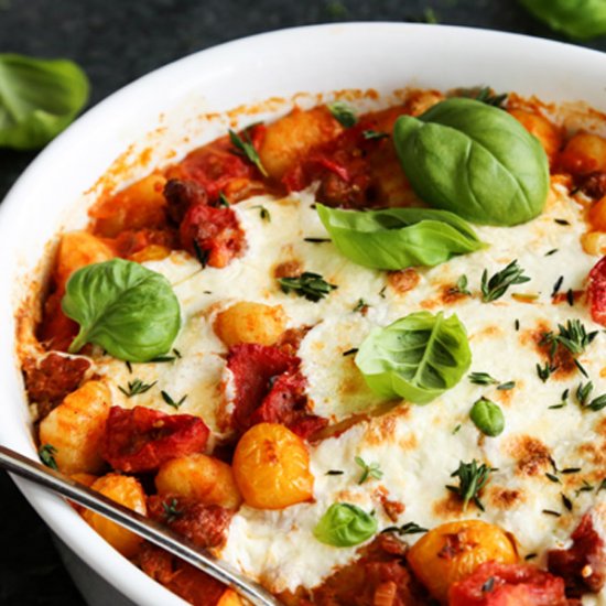 Cheesy Baked Gnocchi with Tomatoes