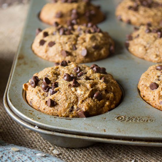 Whole Wheat Banana Oatmeal Muffins