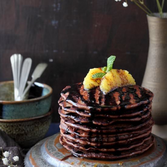 Chocolate Chickpea Flour Pancakes