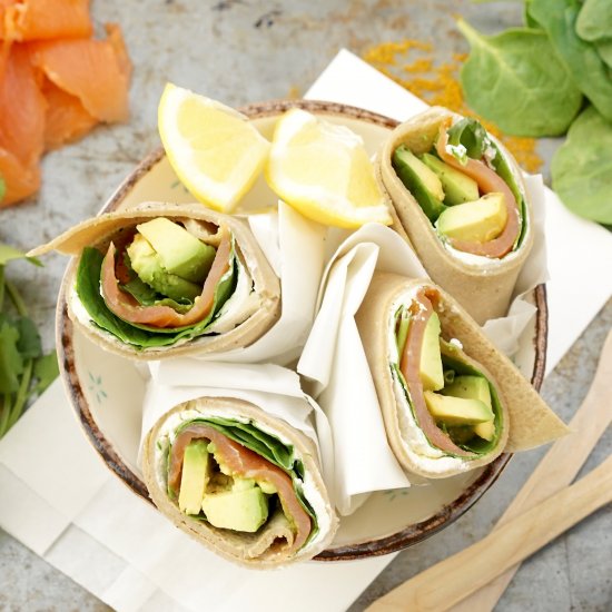 Salmon, Avocado, & Spinach Wrap