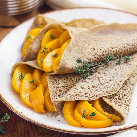 Buckwheat Crepes with Peach Filling