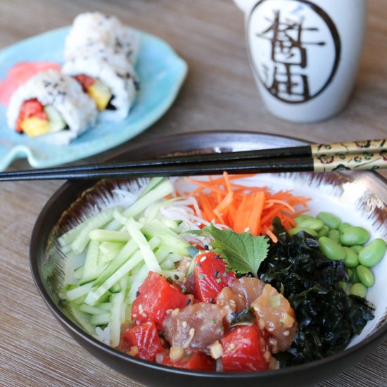 Tuna and Salmon Poke Bowls