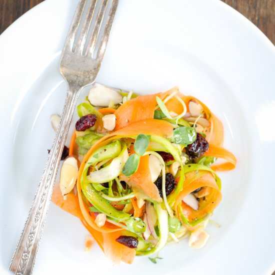 Asparagus and carrot ribbon salad