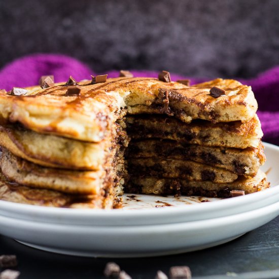 Fluffy Chocolate Chip Pancakes