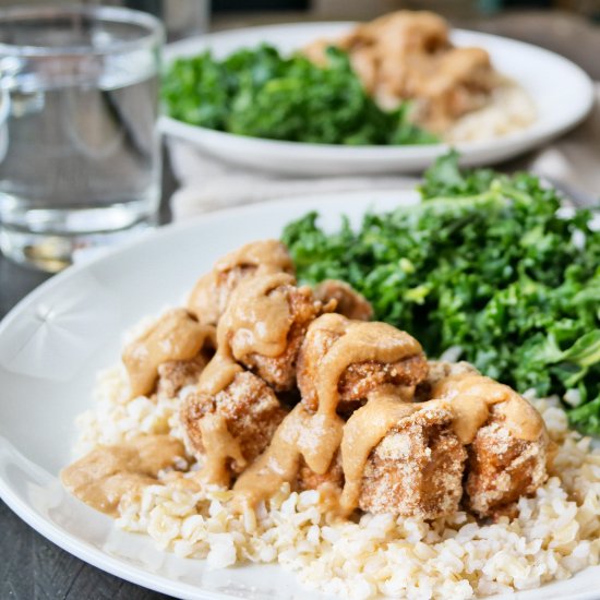 Crispy Baked Tofu in Peanut Butter