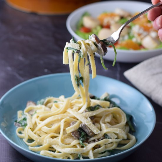 Spinach Mushroom Fettuccini Alfredo