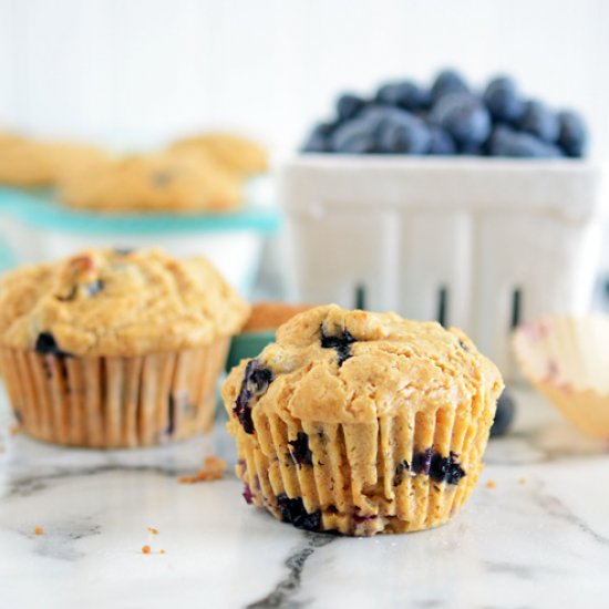 Reduced Sugar Blueberry Muffins