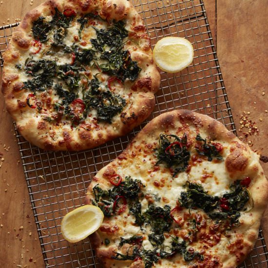 White Pizza with Spinach and Lemon