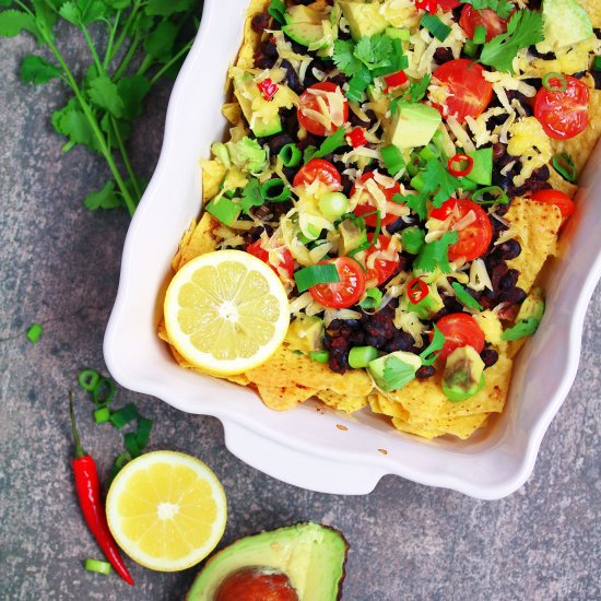 Vegan Spicy Black Bean Nachos