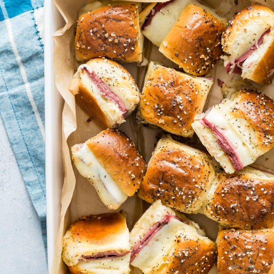 Cheesy Corned Beef Sliders