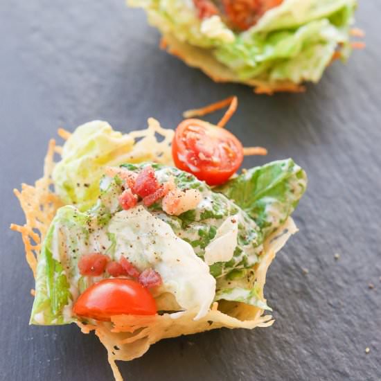 Healthy Caesar Salad Parmesan Cups