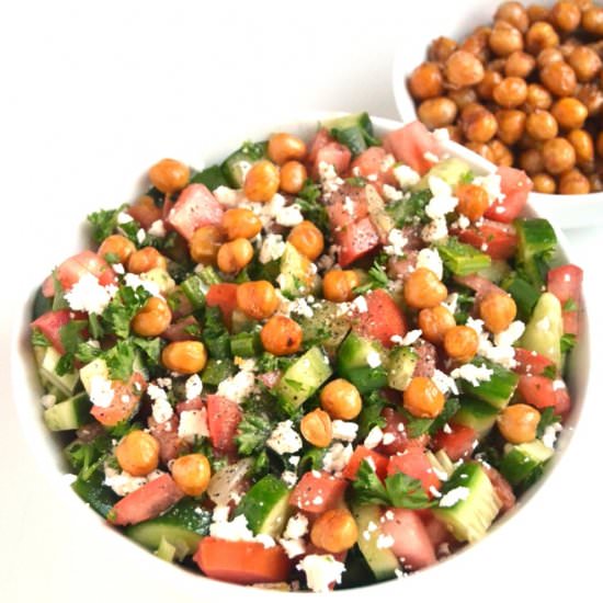 Greek Chop Salad +Roasted Chickpeas