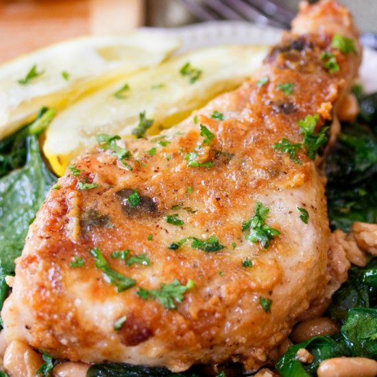 Pan Fried Pork Chops in White Wine