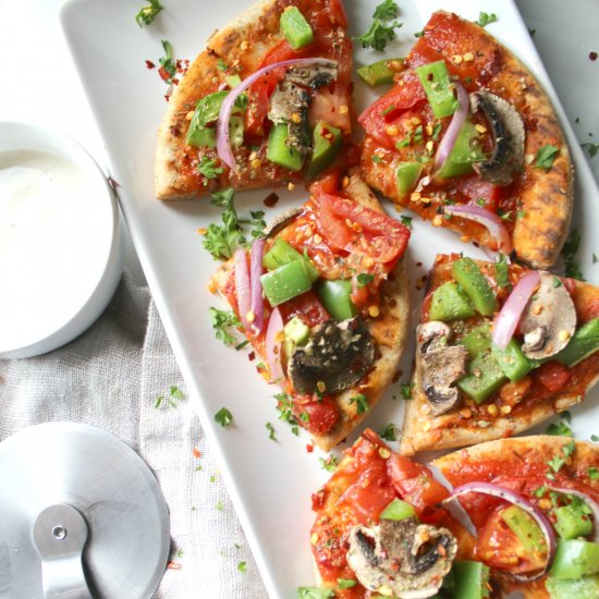 Vegan Veggie Pita Pizzas