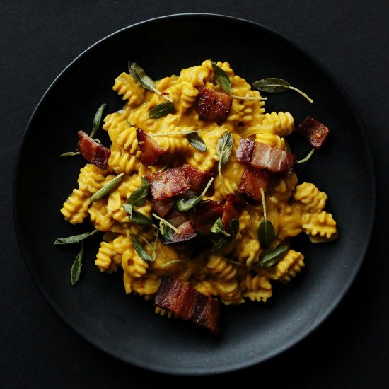 Pumpkin Pasta with Baccon and Sage