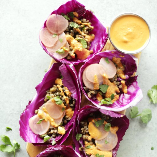 Lentil cabbage tacos