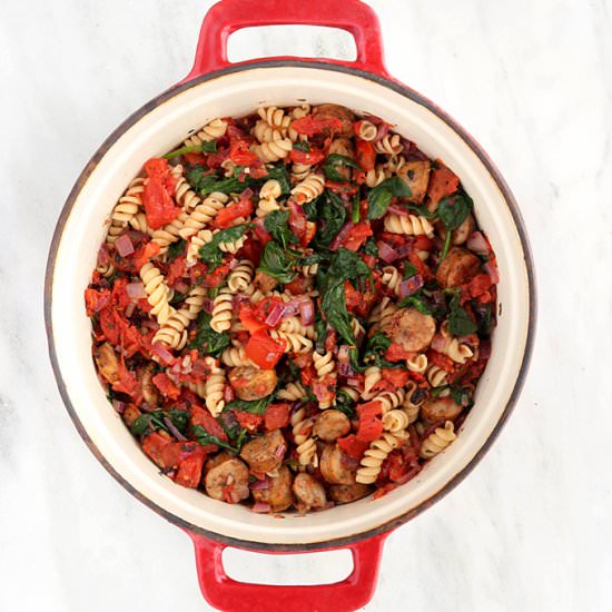 Sausage Spinach Rotini Bake