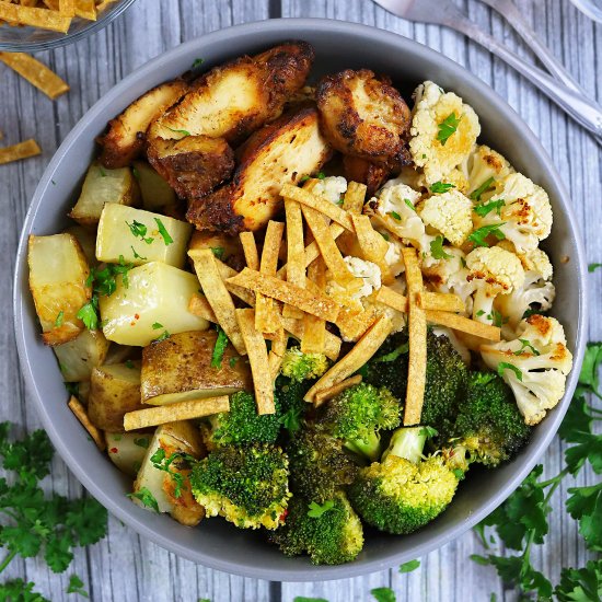 Spicy Roasted Veggie & Chicken Bowl