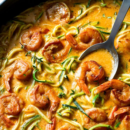 Zucchini Noodles Parmesan Shrimp