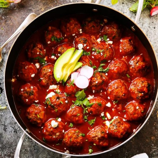 Meatballs in Enchilada Sauce