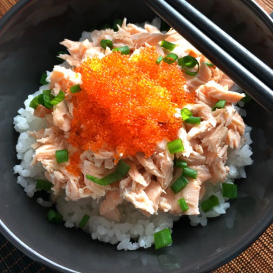 Poached Salmon Tobiko Bowls