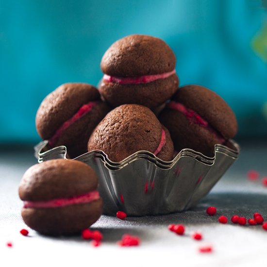 Chocolate Raspberry Whoopie Pies