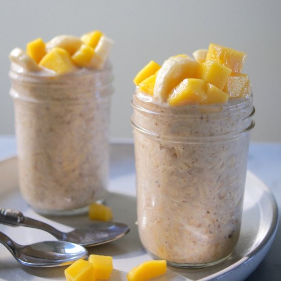 Banana Almond Butter Overnight Oats