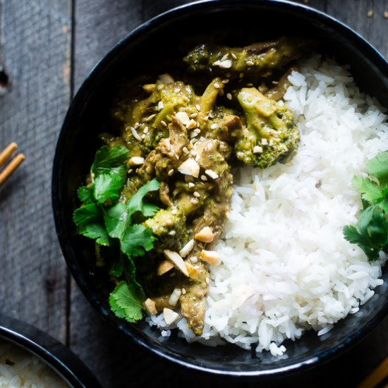 Curry Cashew Beef and Broccoli