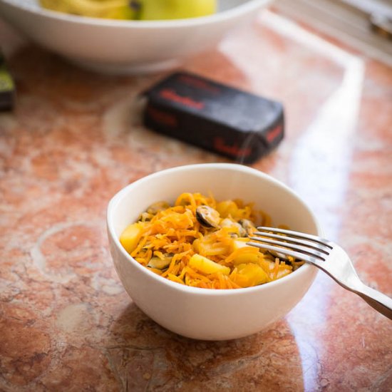 Carrot, Mango, and Mussels Hash