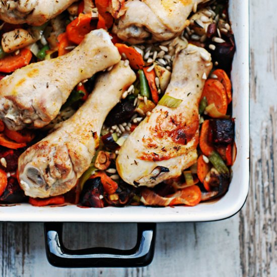 Chicken baked on Vegetables