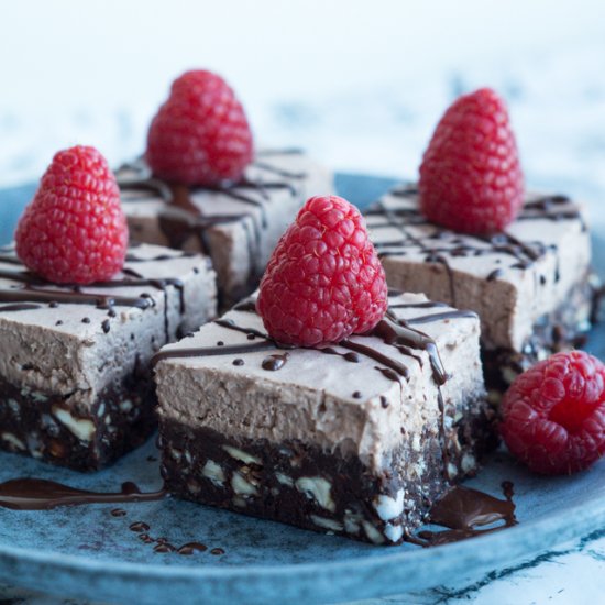 Raw Brownies with Frosting