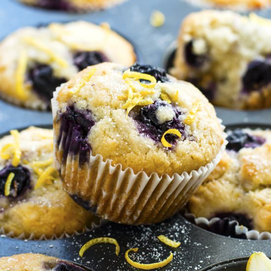 Healthy Lemon & Blueberry Muffins