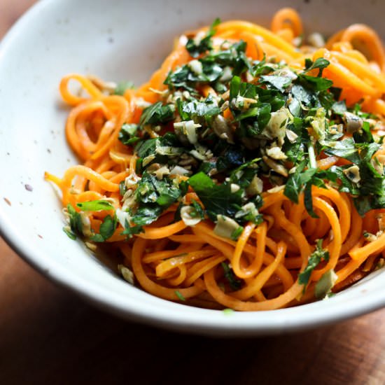 Sweet Potato Noodles with Gremolata