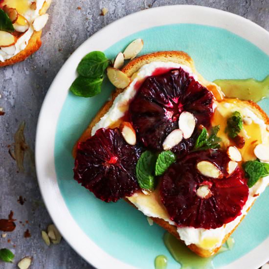 Honeyed Ricotta Toast/Blood oranges