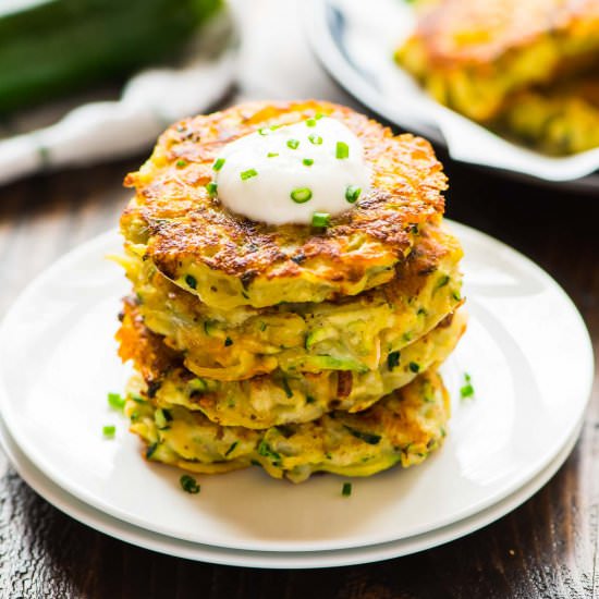 Cheesy Zucchini Potato Fritters