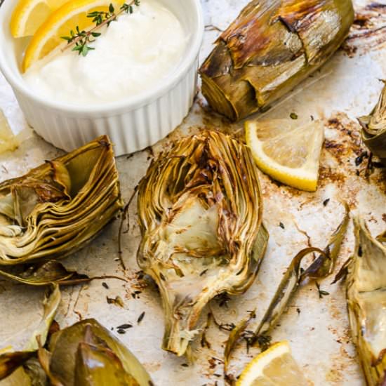 Easy Lemon Thyme Roasted Artichokes