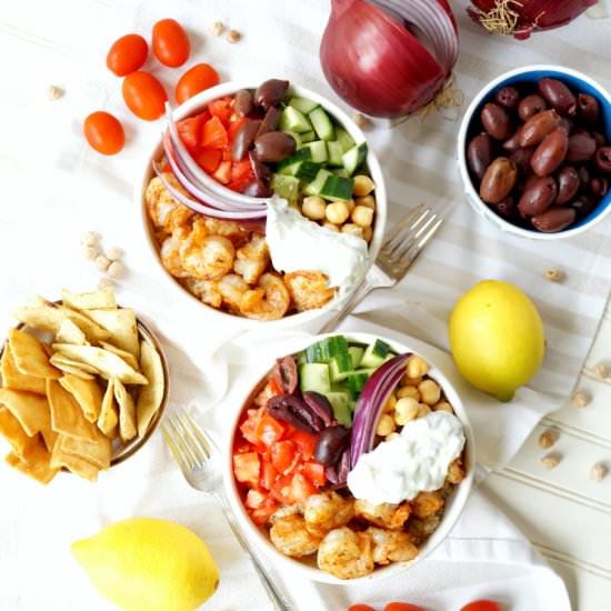 greek shrimp quinoa bowls