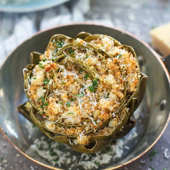 Crab Cake Stuffed Artichokes