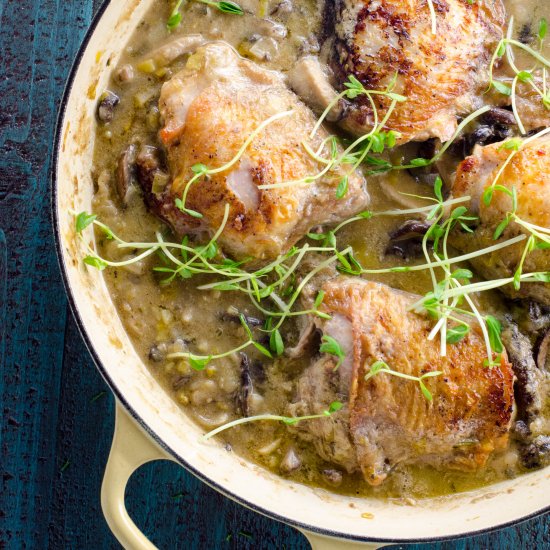 Braised Chicken Thighs with Leeks