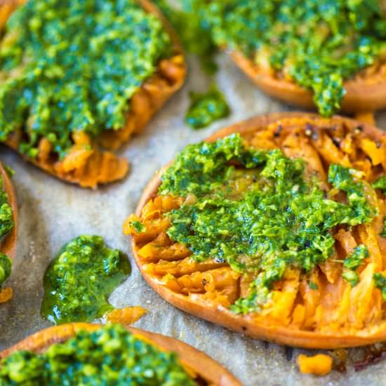 Sweet Potatoes With Nut Free Pesto