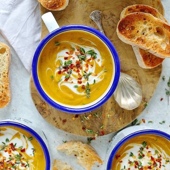 Spiced Red Lentil Root Veg Soup