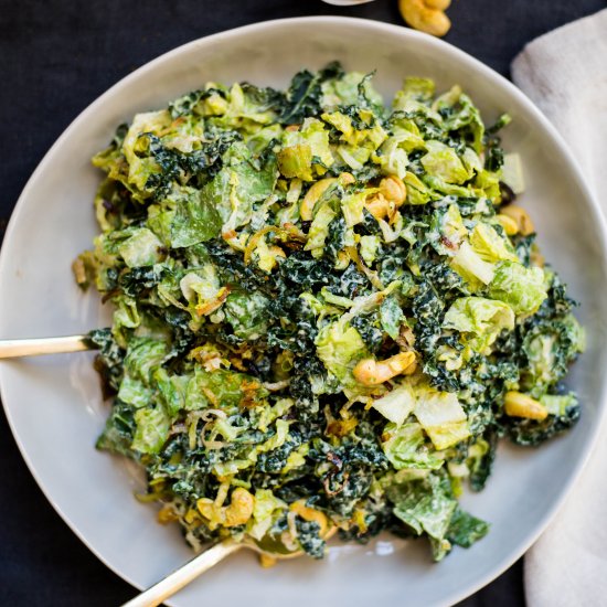 Creamy Kale Caesar Salad (vegan gf)