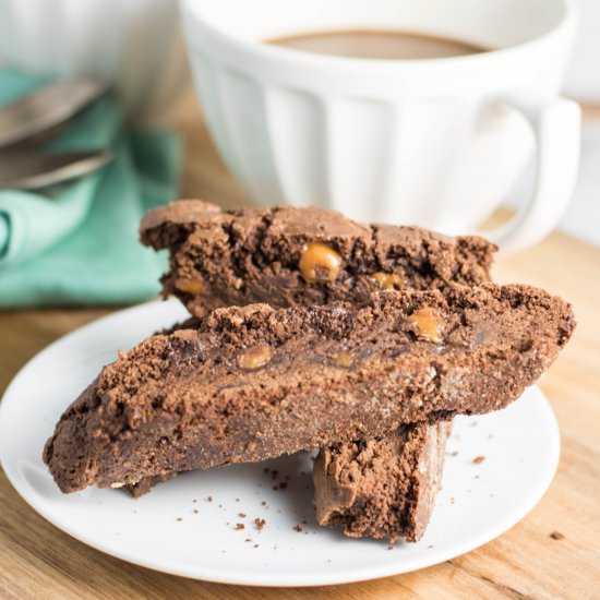 chocolate caramel biscotti