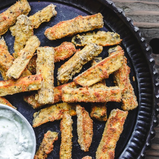 Baked Eggplant Fries w/ Tzatziki