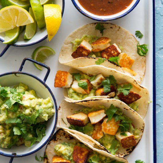 Fried Halloumi Tacos with Guacamole