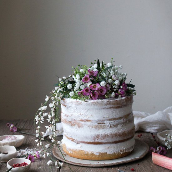 Vegan rhubarb layer cake