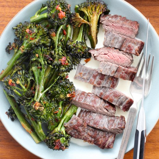 Skirt Steak With Spicy Broccolini